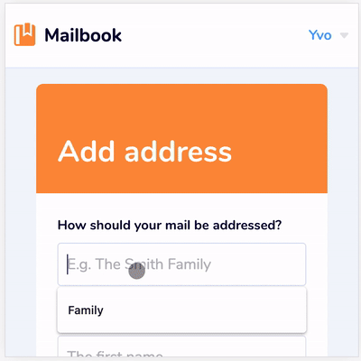 A simple address form to add addresses