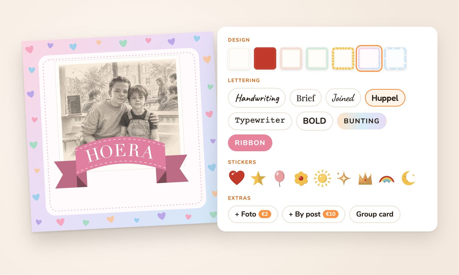 How someone makes a card for you: designs, lettering, stickers and photos