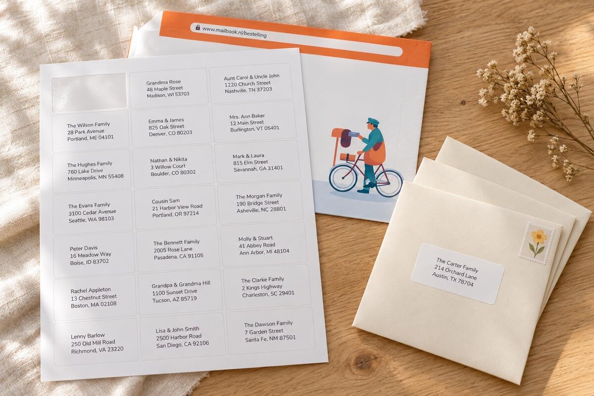 Example of Mailbook address labels