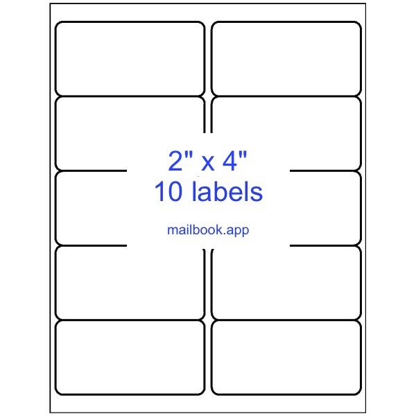 Avery 5163 - 10 labels per sheet template