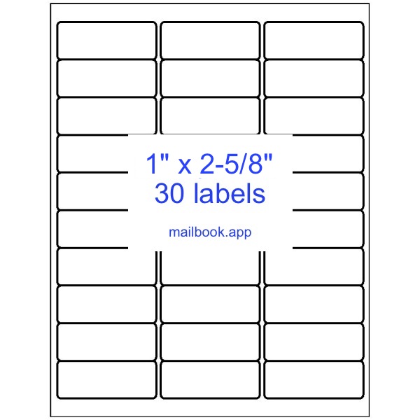 Avery 8160 - 30 labels per sheet template